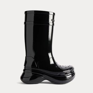NIB BALENCIAGA x Crocs Rubber Boots Black Authentic Size 8 38